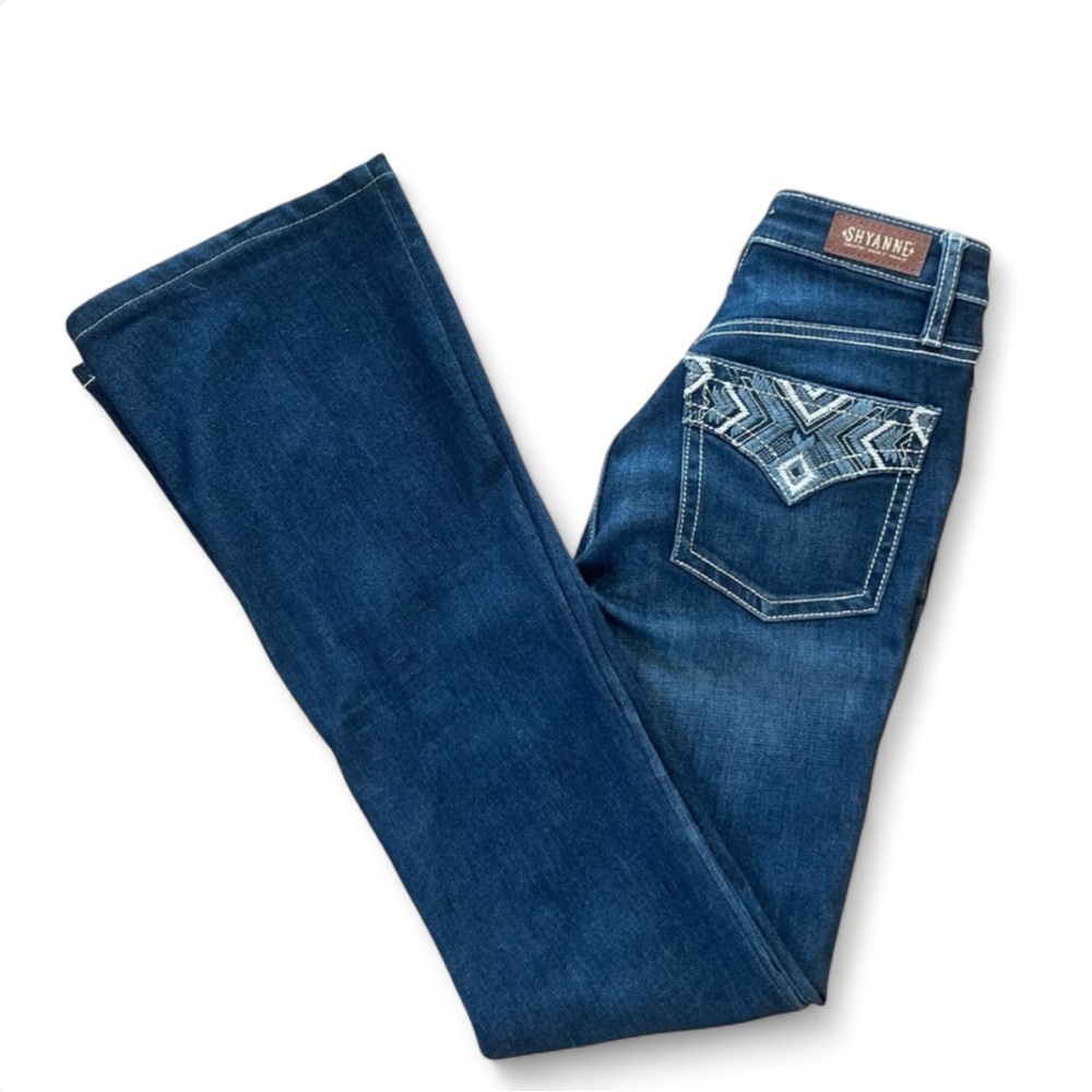 Shyanne Dark Blue Boot Cut Jeans‎ with Embroidered Pocket